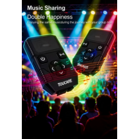 TOUCARE T6S Bluetooth Intercom: 10W Power UV Dual-Band 6-Rider Mesh & 12H Battery Life