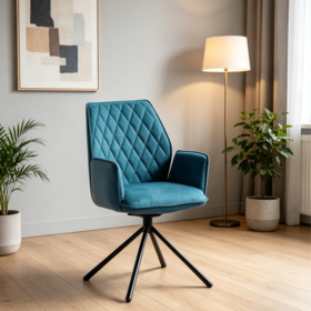 Luxury Modern Velvet Tufted Swivel Armrest Office Chair Home Office Use.