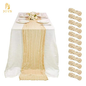 Chemins de Table de Luxe en Coton Gaze Uni Brodé Personnalisé Tissé