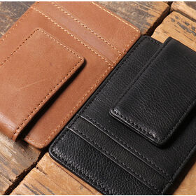 Leather card case with multiple card slots and a leather card holder