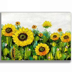 Yang Wenxi -Towards the Sun | 30x40cm Impasto Sunflower Hand-Painted Oil Painting, Original Floral Wall Art, Painting Core Only