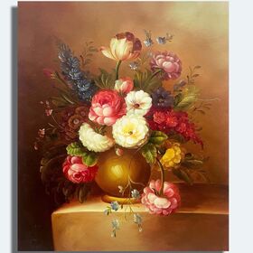 Lámina de Arte de Lujo 50x60cm, Pintura al Óleo Original Europea de Naturaleza Muerta Floral por Zhang Guohong, Decoración Clásica Floral Hecha a Mano para el Hogar