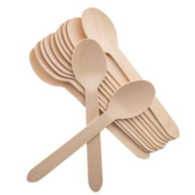 FSC Certified 6.3 Inch Compostable Wooden Spoons Eco-Friendly Biodegradable Cutlery for Desserts and Hot Beverages
