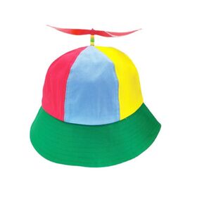 Individueller Propeller-Eimerhut mit drehendem Lüfter | Neuartiges Souvenir-Cap für Themenparks | Großhandel Kinder-Sonnenhut im Farbblock-Design