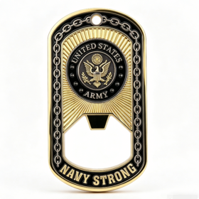 Individueller Flaschenöffner in Hundemarken-Form, Münze mit 3D-Soft-Emaille, Graviertes Thema mit Adler und Engel, Souvenir zum Vatertag & zur Graduierung