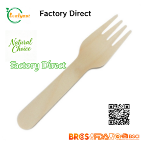 Tenedor de madera desechable ecológico de 100mm para fiesta, camping, viajes, cenas familiares y picnie