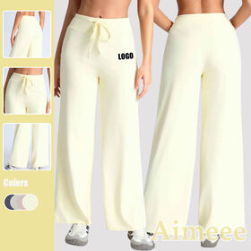 بنطلون يوغا نسائي واسع الساق بخصر عالٍ - ملابس رياضية نشطة