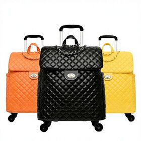 20 Zoll Damen PU Quilted Handgepäck Rollkoffer, wasserabweisender Spinner Trolley für Reisen