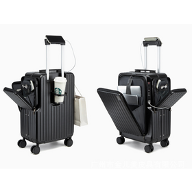 18-Zoll Smart Handgepäck, Designer Business Reisekoffer mit Getränkehalter, USB-Ladefunktion und Spinner-Rädern