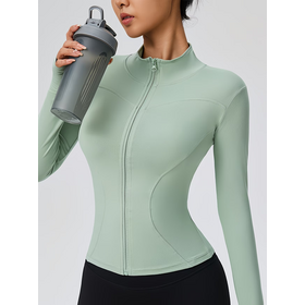 Veste de Yoga Femme Col Montant Demi-Zip Coupe Ajustée - Haut Court de Sport à Manches Longues pour Course à Pied et Fitness Automnal