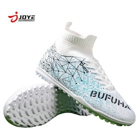 Fábrica de alta calidad al por mayor 10 unisex anti-entrenamiento al aire libre alto tobillo fútbol zapatos primavera/otoño pu superior de goma fútbol
