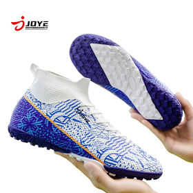 Fábrica de alta calidad al por mayor unisex anti-entrenamiento al aire libre alto tobillo fútbol zapatos Primavera/otoño pu superior goma fútbol cleat