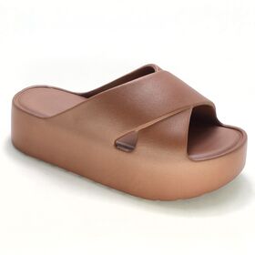 Sandal Jepit Wanita PU Bahan Karet EVA Hak Tinggi Putih Outdoor Grosir Laris Manis EVA Klasik Musim Panas