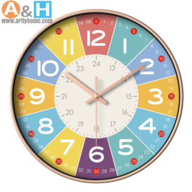 Enseñanza reloj regalo 8 10 12 pulgadas UV cristal Reloj de pared silencioso movimiento cuarzo Navidad para sala estar, dormitorio y hogar deco