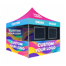 Custom Logo Printed 10x10 Aluminum Frame Folding Gazebo Waterproof PVC Canvas Outdoor Event Party Trade Show Pop Oxford Cover