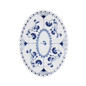 Plateau en Porcelaine Qinghua 9,25 Pouces, Assiette à Dessert Irrégulière en Demi-Lune, Peinte à la Main, Style Rustique Chic Champêtre, Qualifié BSCI