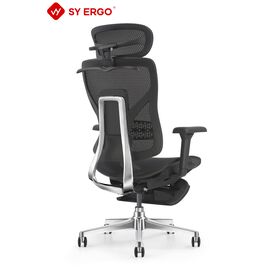 Ergonomischer Gaming-Bürostuhl aus Netzstoff, BIFMA-zertifiziert, verstellbar, hohe Rückenlehne, Aluminiumlegierung, schwarze 4D-Armlehnen