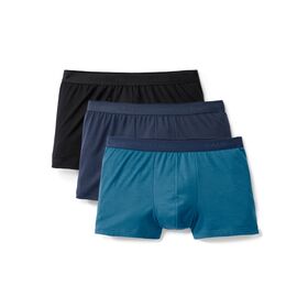 Herren Boxershorts mit mittlerem Bund, einfarbig, schlichtes Schwarz und Blau, schweißabsorbierend und atmungsaktiv für den Geschäftsgebrauch