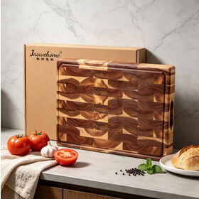 Thick End Grain Acacia Wood Cutting Board Large Chopping Board Wooden Butcher Blocks with Juice Groove for Kitchen Restaurant