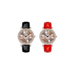 Luxus Schwarz Gold Quarzuhren Damen Uhr Armband Echte Leder Uhr für Frauen