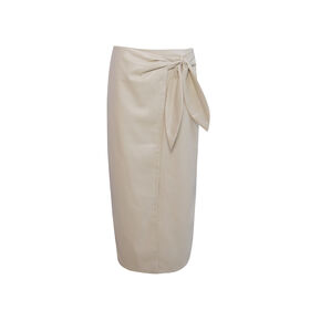 Wholesale RTW Design Bow-tie Waist Long Skirt for Woman Wear with Customized Leather Fabric