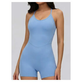 Desgaste cruzado de la yoga de la correa de las mujeres de OEM / ODM, cojín desmontable del pecho, mono sin espalda de la aptitud, sensación desnuda y alto estiramiento