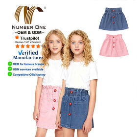 Nouvelle arrivée filles une ligne Denim jupe couleur unie décontracté été enfants vêtements 90-140cm douce petite fille Jean Tutu jupe