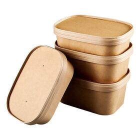Boîte à Déjeuner Rectangulaire Jetable en Papier Kraft pour Emporter - Boîte à Salade et Soupe