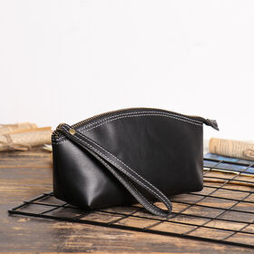 Bolso de mano tipo clutch de cuero para mujer, bolsa de almacenamiento de cuero, multicolor, personalizado, billetera pequeña