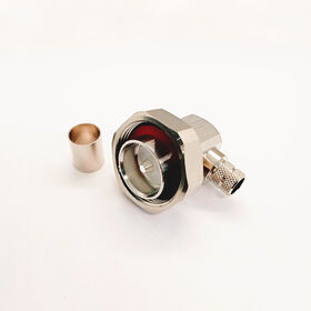 7-16 homem do RUÍDO 90 graus do ângulo direito que frisa o conector do RF do cabo 50-7/LMR400