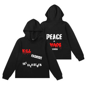 Support Customization Service Custom Cut Edge Raw Hem Print Hoodie for Men
