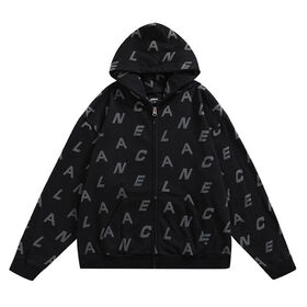 OEM French Terry Kapuzenpullover mit durchgehendem Reißverschluss und Allover-Print