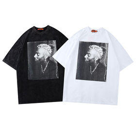 Impression 100% coton noir lavé T Shirts T-shirt pour hommes