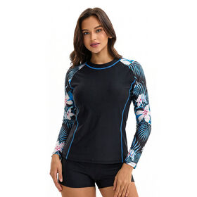 2026 Nouveau Imprimé Femmes À Manches Longues Conservateur Tankini Taille Haute Garçon Shorts Deux Pièces Maillots De Bain Protection Solaire