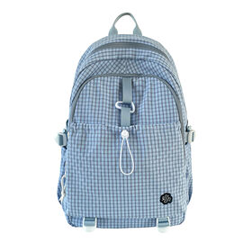 Factory Wholesaler blue Nylon Backpack for Student Single Color Plaid Backpack with Special Zipper Backpack