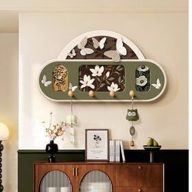 Wandgarderobe mit 3D-Schmetterlingen und floralem Druck - Vintage Minimalistisch für Flur und Wohnzimmer