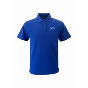Polo Classique Homme en Promotion | Tissu Piqué Bleu Royal, Patte à 3 Boutons, Logo Personnalisé/Patch Brodé sur la Poitrine