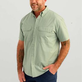 Custom Man Polyester Spandex Button up Short Sleeve Double Pocket Fishing Shirts Anti UV Performance Western Shirt Fishing Gear