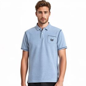 Men's Classic Fit Polo Shirt with Garment Dyed Finish Contrast Piping and Embossed Logo Patch BSCI Approved