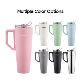 2026 New Spill Proof Traveler Reusable BPA Free 38 oz Insulated Stainless Steel Tumbler with Handle and Flip Straw