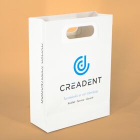 Weiße Drucktasche mit individuellem Logo zur Markenwerbung