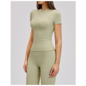 OEM / ODM printemps Quick-Dry Yoga Wear Top, femmes Fitness &amp; Outdoor T-shirt à manches courtes