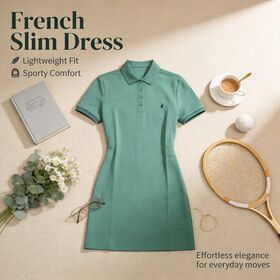Klassisches Polo-Shift-Kleid für Damen, Petrolfarbener Piqué-Stoff, Langarm, Atmungsaktiv, Bequeme Passform für Lässigen Alltagschic