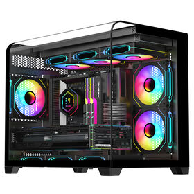 Ruix Firmament Schwarzes MATX PC-Gehäuse Vollansicht Desktop Gaming Schrank Temperglas-Seitenwände mit gebogenem Glas Computergehäuse