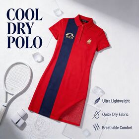 Vestido de polo largo de inspiración ecuestre Rojo Azul marino Color Block Premium Pique Tejido de punto Uso diario Certificado ISO