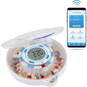 Intelligenter Pillendosierer, Pillenbox mit 28-Tage-Automatiklieferung, Alarmsystem, automatische Verriegelung & Zeitsteuerung, Organizer mit WLAN & Bluetooth