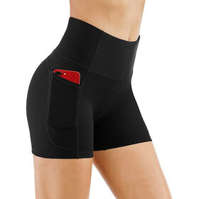 Europäische Amerikanische Übergröße Damen Yoga Fitness Laufshorts Nahtlose Spandex Elastische Taille Taschen