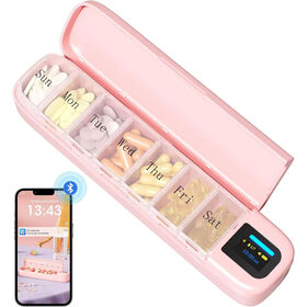7-Tage Automatischer Smart Pillendispenser, Tragbare Reisebox, Medikamenten-Organizer für Zuhause, Bluetooth-kompatibel, Blaue Pillendosen aus Kunststoff für Senioren