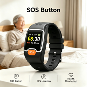 Relógio Rastreador GPS 4G para Idosos em Casa com Chamada de Emergência SOS, Monitoramento de Frequência Cardíaca, Chamada Bidirecional em Ambientes Internos