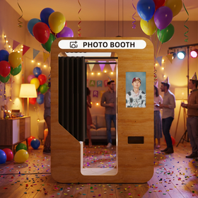 Cabine Photo Bois Démontable Vintage Instantanée pour Événements de Fête et Centres Commerciaux